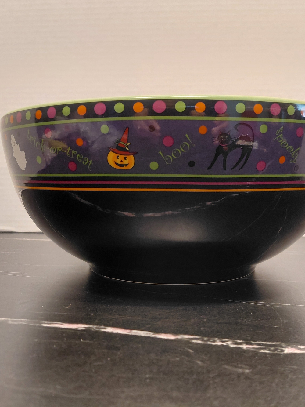 Longaberger Halloween Candy Bowl - Purple, Black, Orange & Green